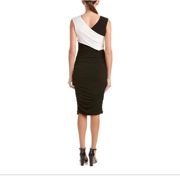 Rachel Roy Black and White ColorBlock Criss Cross Ruched Midi Dress - Picture 3 of 16
